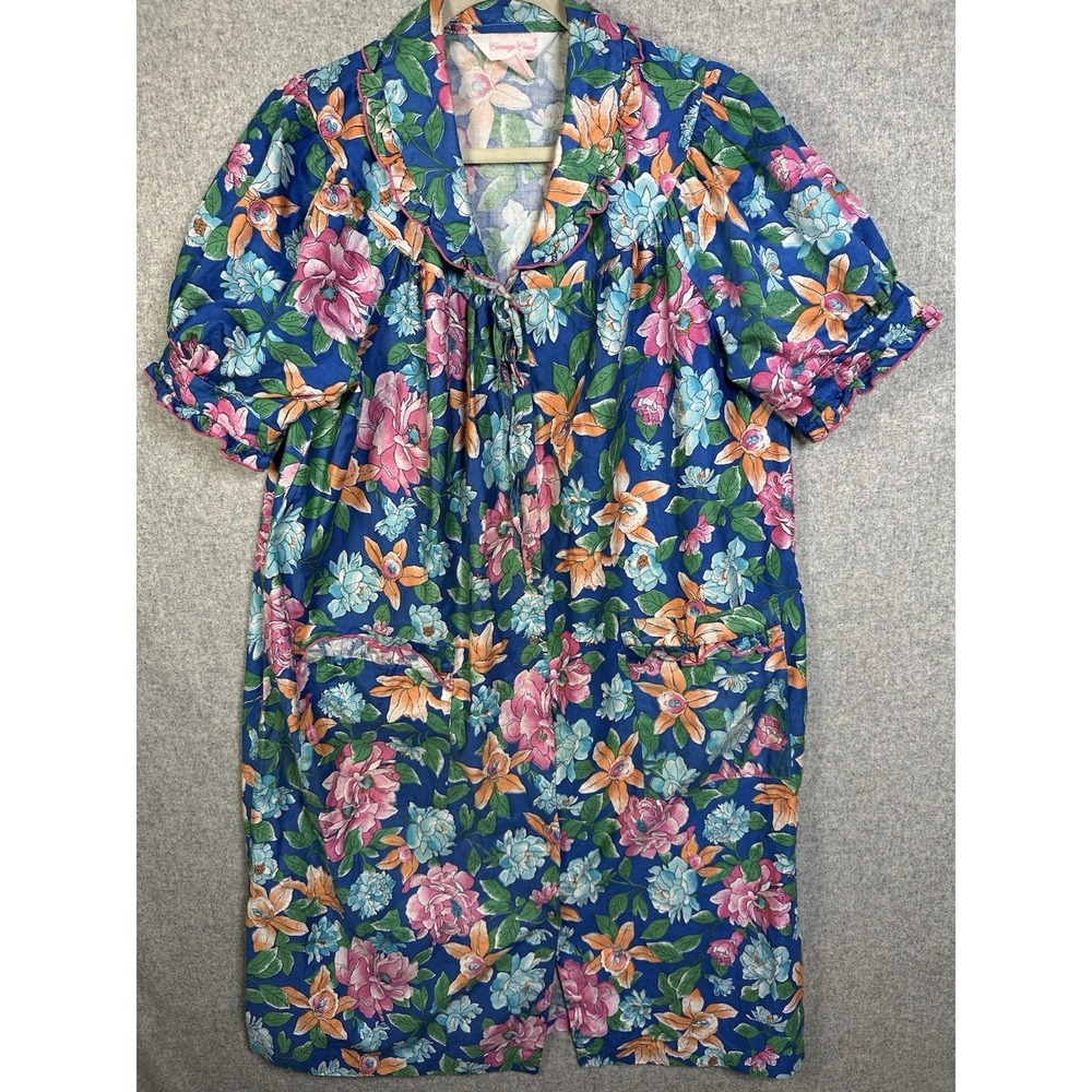 Vintage Carriage Court Woman Floral Print Nightgown Short Sleeve M 12-14 Cotton - Picture 7 of 14